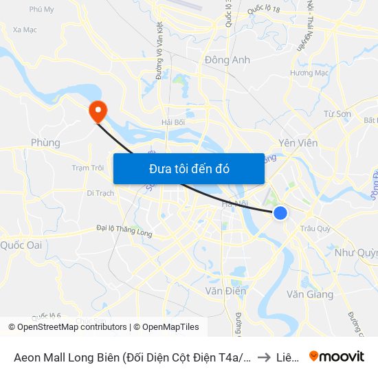 Aeon Mall Long Biên (Đối Diện Cột Điện T4a/2a-B Đường Cổ Linh) to Liên Hà map