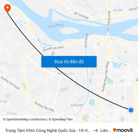 Trung Tâm Khtn Công Nghệ Quốc Gia - 18 Hoàng Quốc Việt to Liên Hà map