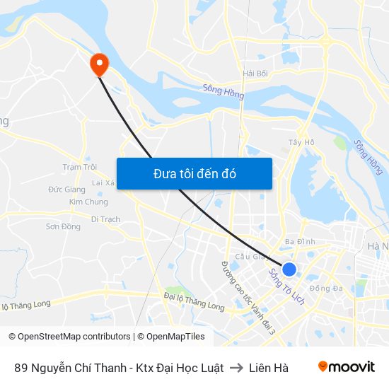 89 Nguyễn Chí Thanh - Ktx Đại Học Luật to Liên Hà map