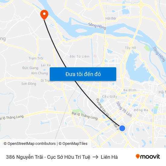 386 Nguyễn Trãi - Cục Sở Hữu Trí Tuệ to Liên Hà map