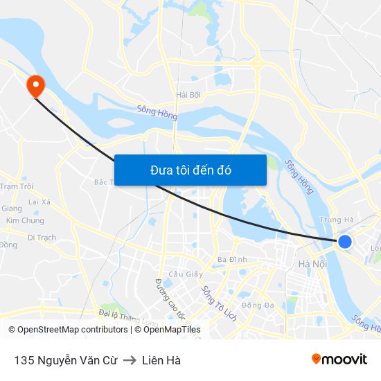 135 Nguyễn Văn Cừ to Liên Hà map