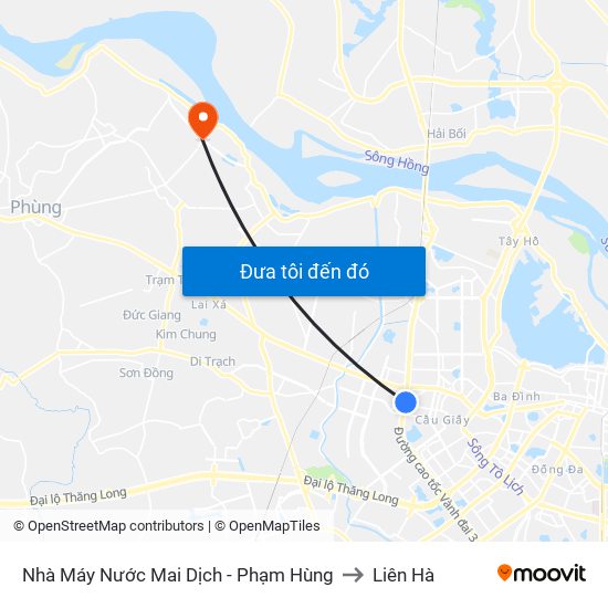 Nhà Máy Nước Mai Dịch - Phạm Hùng to Liên Hà map