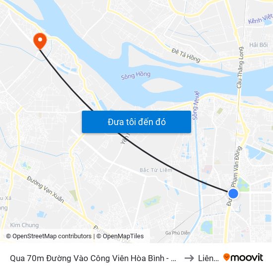Qua 70m Đường Vào Công Viên Hòa Bình - Phạm Văn Đồng to Liên Hà map