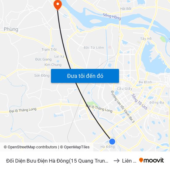 Đối Diện Bưu Điện Hà Đông(15 Quang Trung Hà Đông) to Liên Hà map