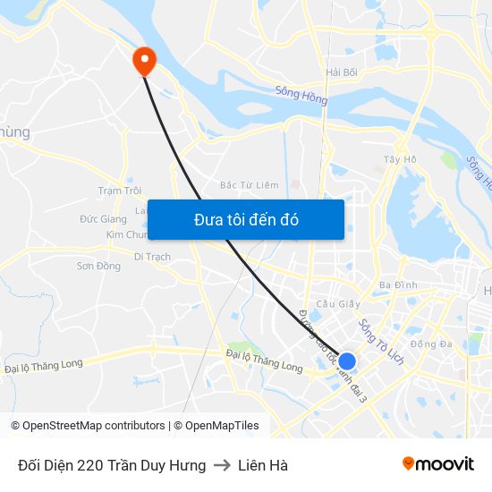 Đối Diện 220 Trần Duy Hưng to Liên Hà map