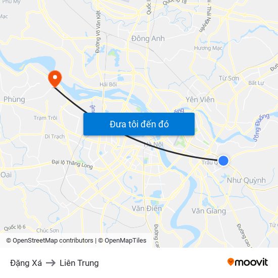 Đặng Xá to Liên Trung map