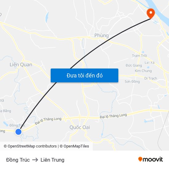 Đồng Trúc to Liên Trung map