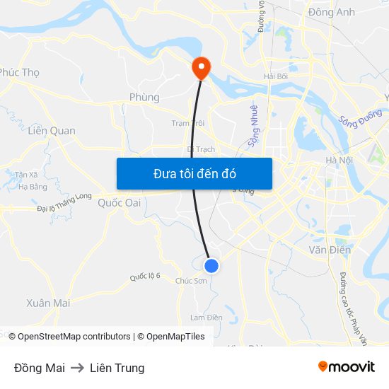 Đồng Mai to Liên Trung map