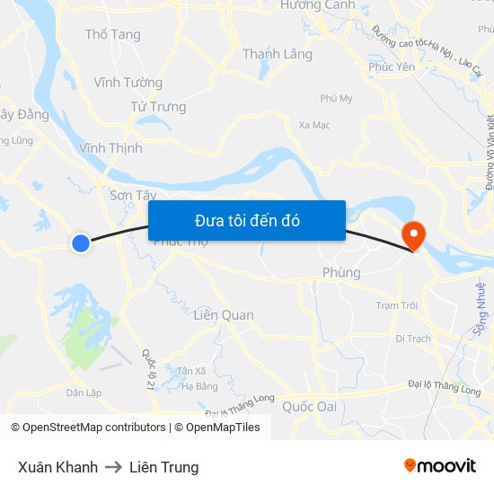 Xuân Khanh to Liên Trung map