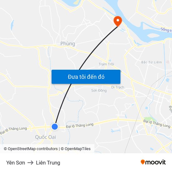 Yên Sơn to Liên Trung map