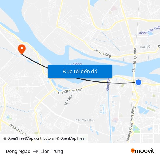 Đông Ngạc to Liên Trung map