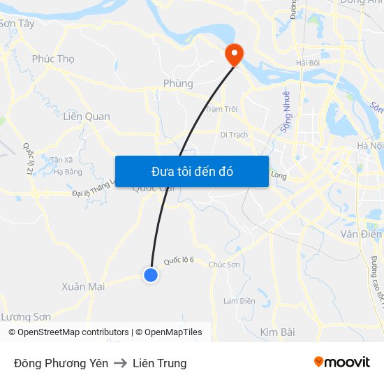 Đông Phương Yên to Liên Trung map