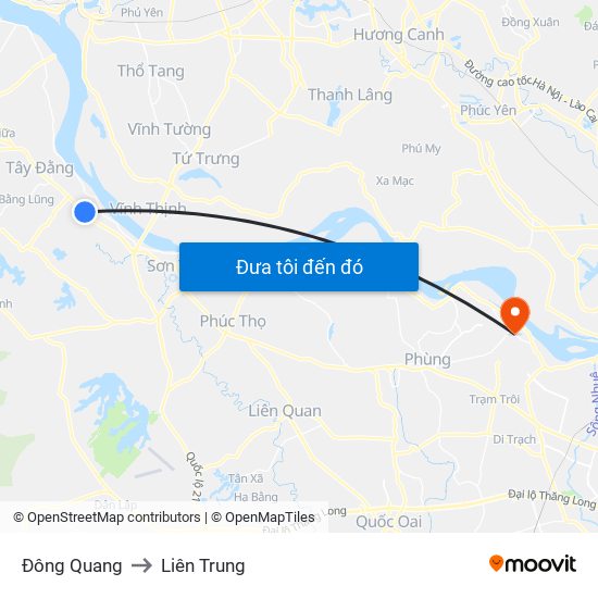 Đông Quang to Liên Trung map