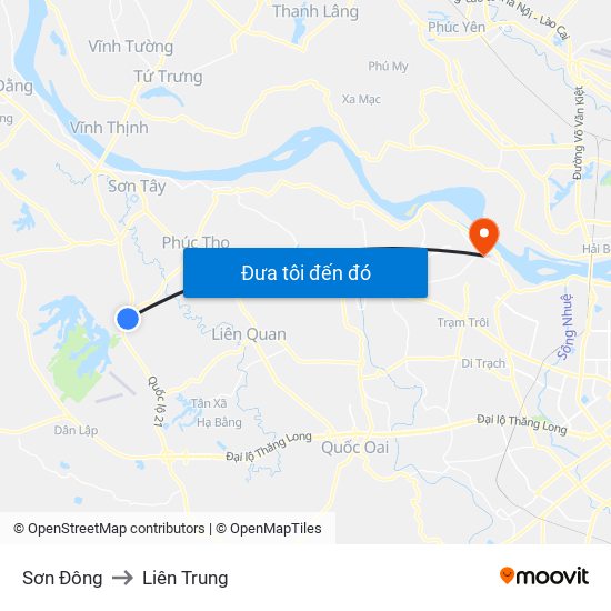 Sơn Đông to Liên Trung map