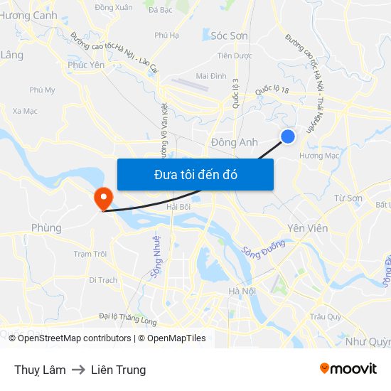 Thuỵ Lâm to Liên Trung map