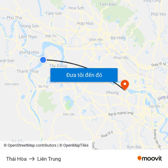 Thái Hòa to Liên Trung map