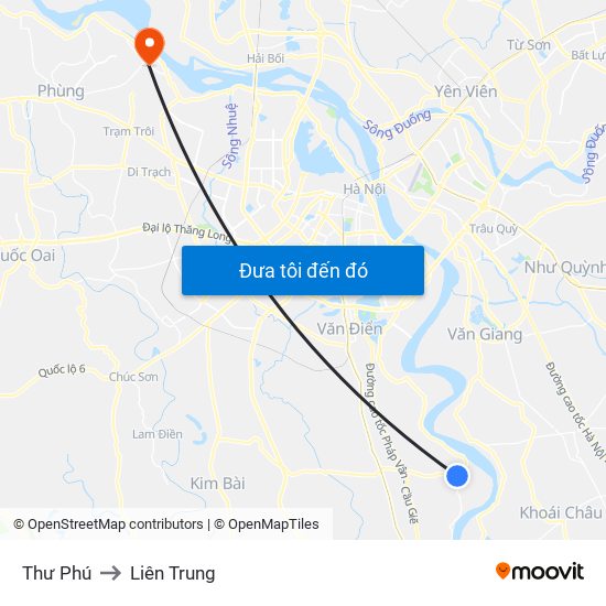 Thư Phú to Liên Trung map