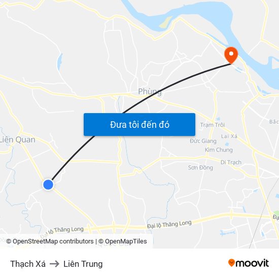 Thạch Xá to Liên Trung map