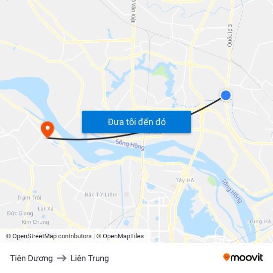 Tiên Dương to Liên Trung map