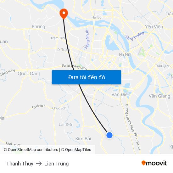 Thanh Thùy to Liên Trung map
