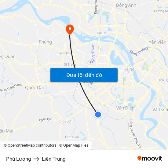 Phú Lương to Liên Trung map