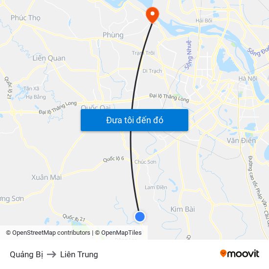 Quảng Bị to Liên Trung map