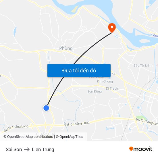 Sài Sơn to Liên Trung map