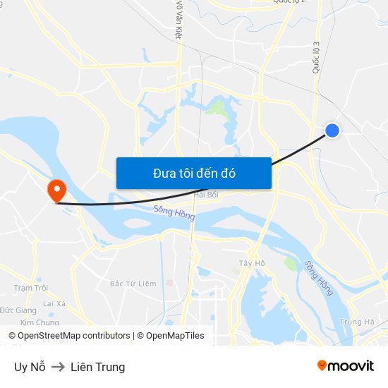 Uy Nỗ to Liên Trung map