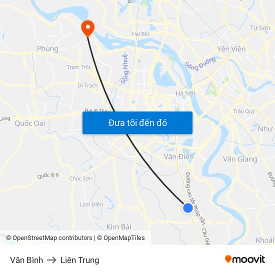 Văn Bình to Liên Trung map