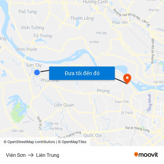 Viên Sơn to Liên Trung map