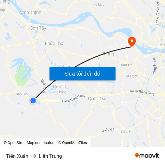 Tiến Xuân to Liên Trung map