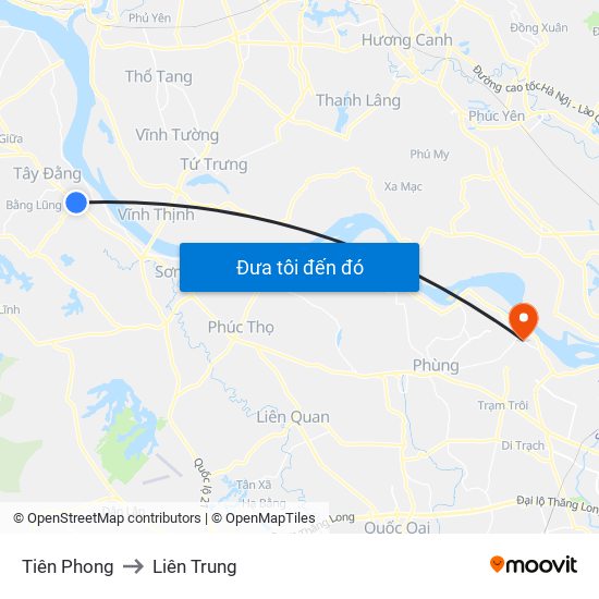 Tiên Phong to Liên Trung map