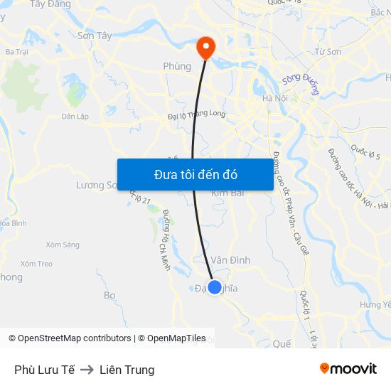 Phù Lưu Tế to Liên Trung map