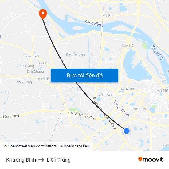 Khương Đình to Liên Trung map