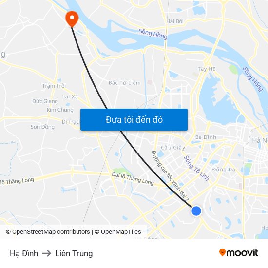 Hạ Đình to Liên Trung map