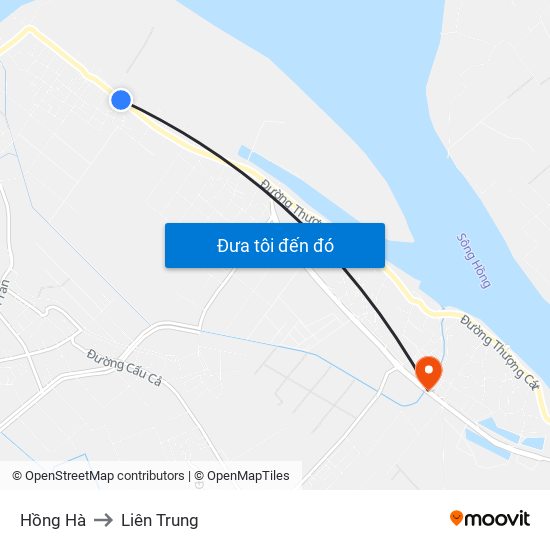 Hồng Hà to Liên Trung map