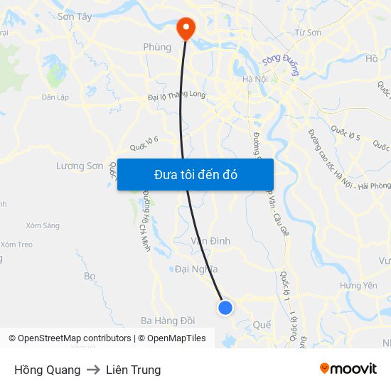 Hồng Quang to Liên Trung map