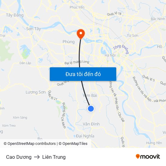 Cao Dương to Liên Trung map