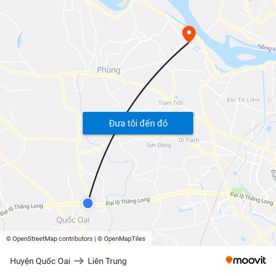 Huyện Quốc Oai to Liên Trung map