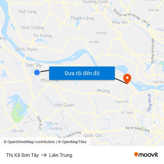 Thị Xã Sơn Tây to Liên Trung map