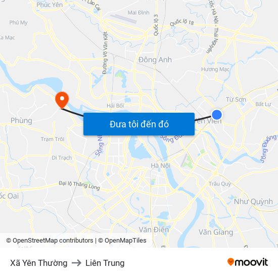 Xã Yên Thường to Liên Trung map