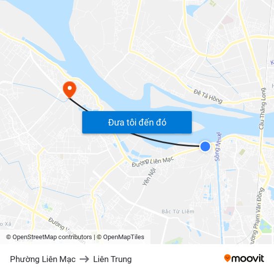 Phường Liên Mạc to Liên Trung map