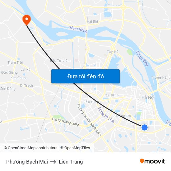 Phường Bạch Mai to Liên Trung map