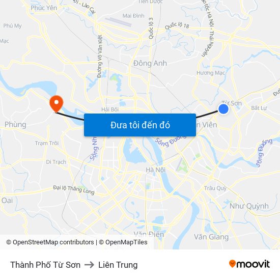 Thành Phố Từ Sơn to Liên Trung map