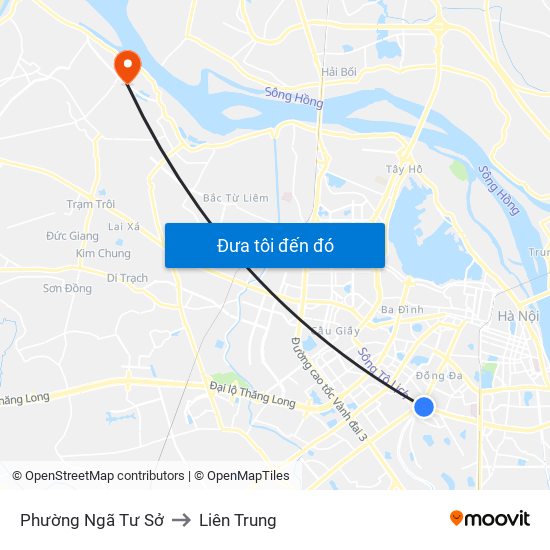 Phường Ngã Tư Sở to Liên Trung map