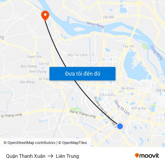 Quận Thanh Xuân to Liên Trung map