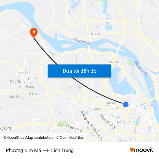 Phường Kim Mã to Liên Trung map