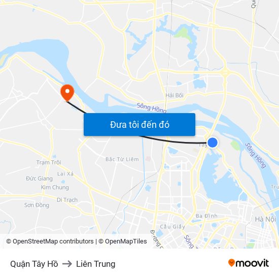 Quận Tây Hồ to Liên Trung map