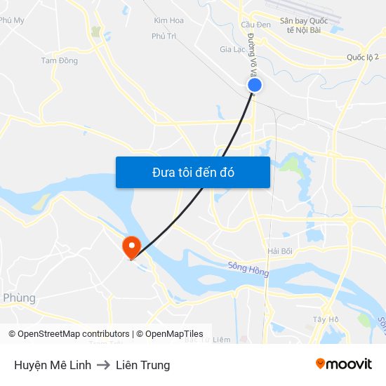 Huyện Mê Linh to Liên Trung map