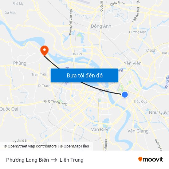 Phường Long Biên to Liên Trung map